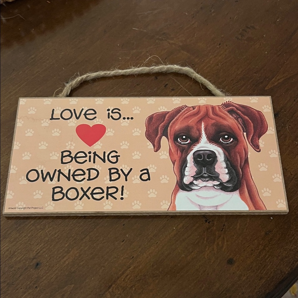 Boxer Dog Wall Sign with Heart - Picture 1 of 2